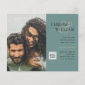 Budget Foto Huwelijksuitnodiging Bewaar Datum QR C Flyer (Voorkant)