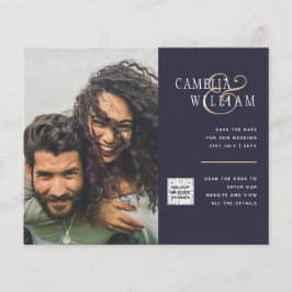 Budget Foto Huwelijksuitnodiging Bewaar Datum QR C Flyer