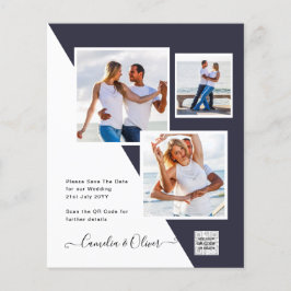 Budget Foto Huwelijksuitnodiging Bewaar Datum QR C Flyer