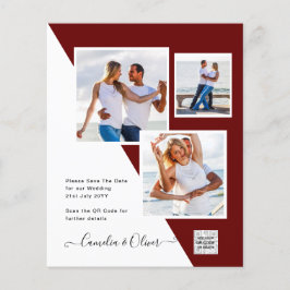 Budget Foto Huwelijksuitnodiging Bewaar Datum QR C Flyer