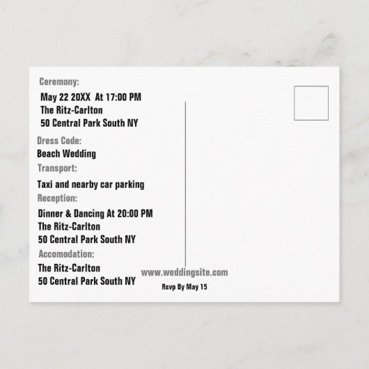 Budget foto huwelijksuitnodiging informatie uitnodiging briefkaart (Achterkant)