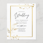 Budget Foto Huwelijksuitnodiging Klassiek Wit GOUD Flyer (Voorkant)