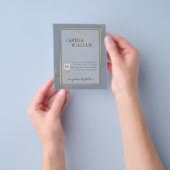 BUDGET FOTO Huwelijksuitnodiging QR CODE RSVP Blau Flyer (Hand)