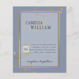 BUDGET FOTO Huwelijksuitnodiging QR CODE RSVP Blau Flyer