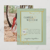 BUDGET FOTO Huwelijksuitnodiging QR CODE Rsvp Groe (Voorkant / Achterkant)