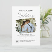 Budget FOTO Huwelijksuitnodiging QR Code RSVP Kaart (Staand voorkant)