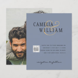 Budget foto huwelijksuitnodiging save date QR-code