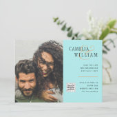 Budget foto huwelijksuitnodiging save date QR-code Kaart (Staand voorkant)