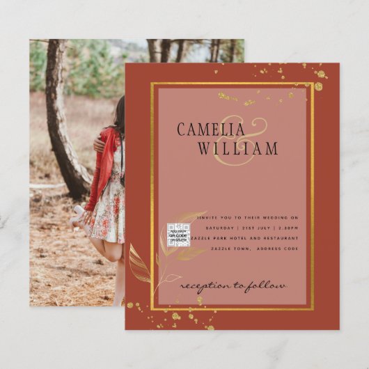 BUDGET Foto Huwelijksuitnodiging Save the Date (Voorkant / Achterkant)