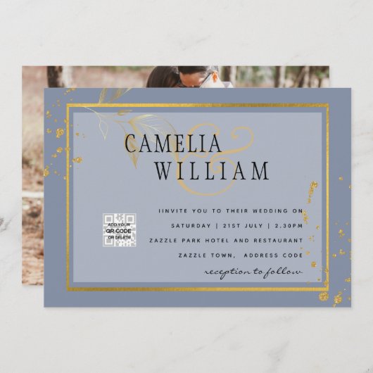 BUDGET Foto Huwelijksuitnodiging Save the Date (Voorkant / Achterkant)