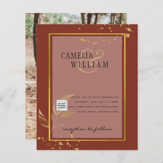 BUDGET Foto Huwelijksuitnodiging Save the Date (Voorkant / Achterkant)