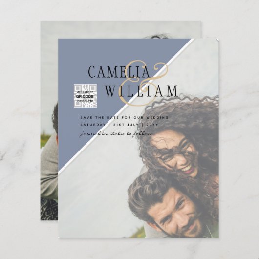 Budget Foto Huwelijksuitnodiging Verschillende Kle (Voorkant / Achterkant)