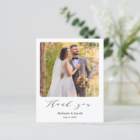 Budget Foto Kalligrafie Bruiloft Dank u Kaarten (Staand voorkant)
