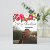 Budget Foto Kerst Kaart met Bloemen (Staand voorkant)