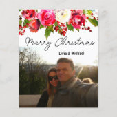Budget Foto Kerst Kaart met Bloemen (Voorkant)