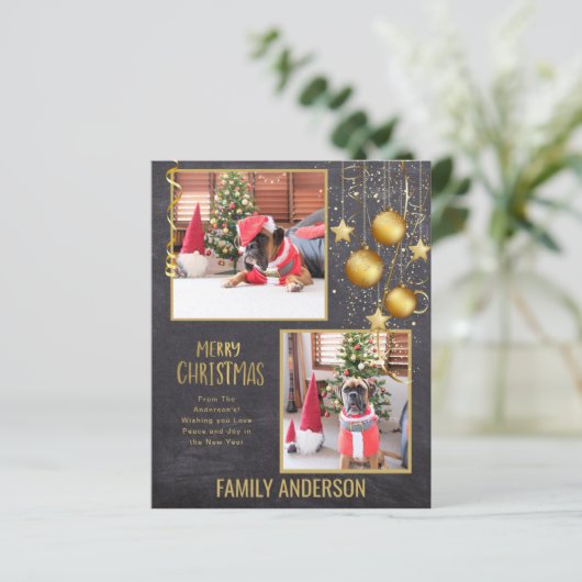 BUDGET FOTO Kerst- of feestdagenkaart Gouden tekst (Staand voorkant)