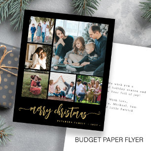 Budget foto Kerstkaart goud zwart Holiday kaart