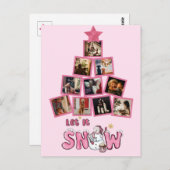 Budget foto laat het sneeuwroze kerst briefkaart (Voorkant / Achterkant)