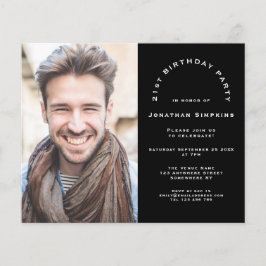 Budget Foto Man 21st Birthday Party Black Invite