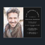 Budget Foto Man 21st Birthday Party Black Invite<br><div class="desc">Een alternatief voor een budget van 4, 5 x 5, 6-inch halfglanzend gewicht van 110 lbs, dat even dik is als een briefkaart (maar niet geschikt om als briefkaart te worden gebruikt). GEEF NOTA ER ÉÉN UITnodiging per blad is. Budget Foto Man 21st Birthday Party Black Invitation. Een volledig aanpasbaar...</div>