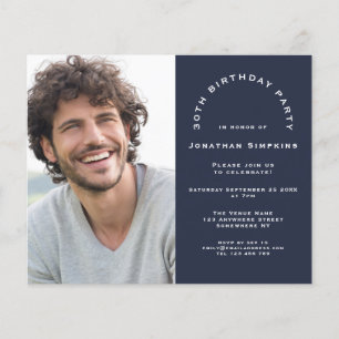 Budget Foto Man 30th Birthday Party Navy Invite