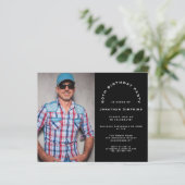 Budget Foto Man 50th Birthday Party Black Invite (Staand voorkant)