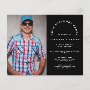 Budget Foto Man 50th Birthday Party Black Invite