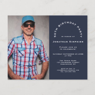 Budget Foto Man 50th Birthday Party Navy Invite