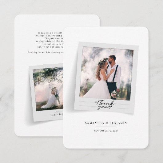Budget foto met handschrift bruiloft Hartelijk dan Notitiekaartje (Voorkant / Achterkant)