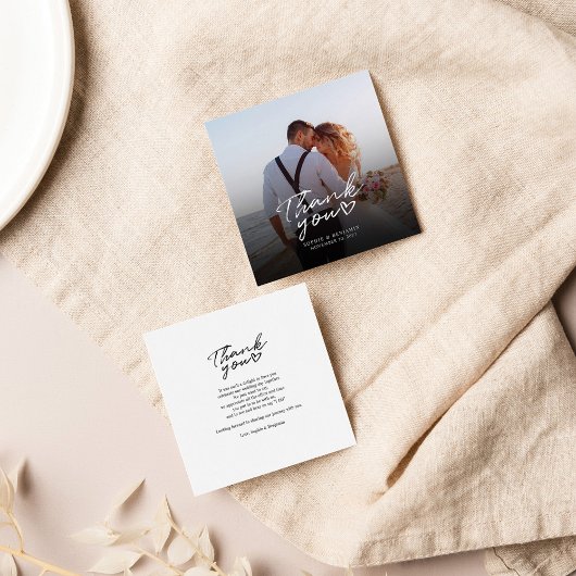 Budget Foto met handschrift Wedding Hartelijk dank Notitiekaartje