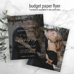Budget foto moderne zwarte huwelijksuitnodiging fl flyer