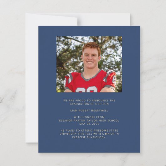 Budget Foto Navy Gold Sporty Afstudeerder Aankondi (Achterkant)