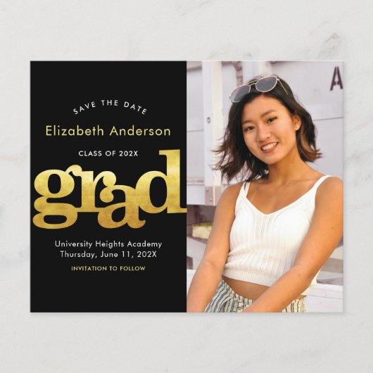 Budget Foto Opslaan Datum Zwart Goud Afstuderen Ui (Voorkant)