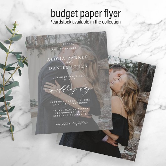 Budget foto overlay moderne trouw uitnodiging flyer