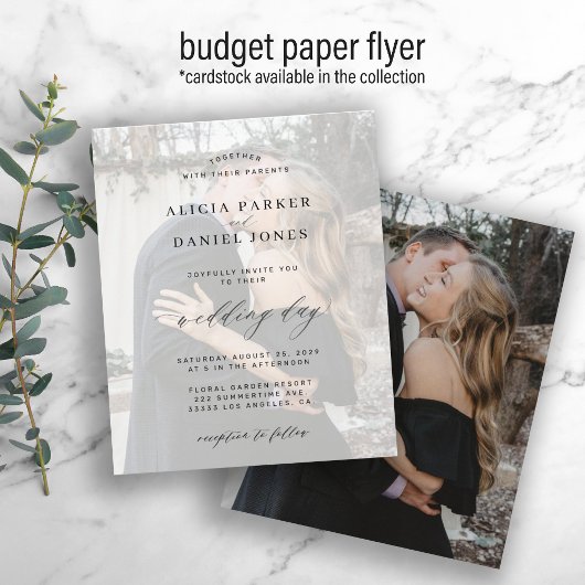 Budget foto overlay moderne trouw uitnodiging flyer