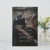 Budget foto overlay QR CODE bruiloft uitnodiging (Staand voorkant)