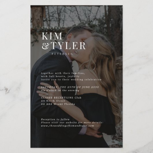 Budget foto overlay QR code bruiloft uitnodiging Flyer (Voorkant)