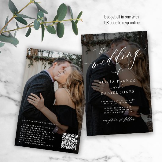 Budget foto overlay QR CODE trouwuitnodiging