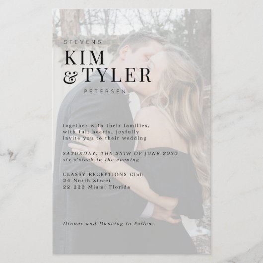 Budget foto overlay QR RSVP bruiloft uitnodiging (Voorkant)