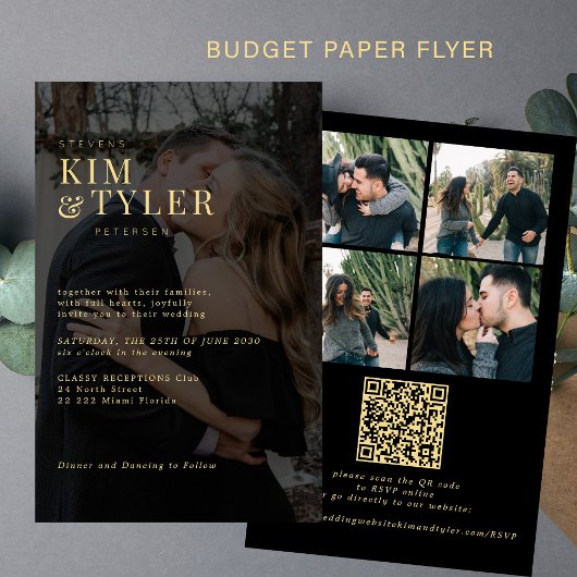 Budget foto overlay QR RSVP bruiloft uitnodiging Flyer