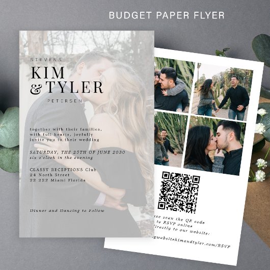 Budget foto overlay QR RSVP bruiloft uitnodiging Flyer