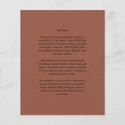 BUDGET Foto-overlay Terracotta Trouwuitnodiging Flyer (Achterkant)