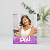 Budget foto paarse afstuderen moderne uitnodiging (Staand voorkant)
