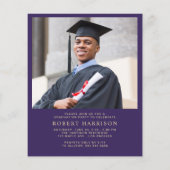 Budget Foto Paarse Goud Afstudeerfeest Uitnodigen (Achterkant)