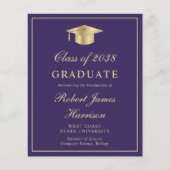 Budget Foto Paarse Goud Afstudeerfeest Uitnodigen (Voorkant)