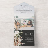 Budget foto pampas eucalyptus bruiloft all in one uitnodiging (Binnen)