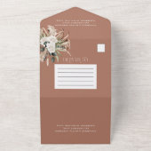 Budget foto pampas eucalyptus bruiloft QR Code All In One Uitnodiging (Buitenkant)