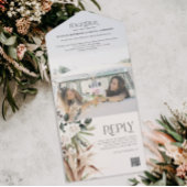 Budget foto pampas eucalyptus bruiloft QR code All In One Uitnodiging