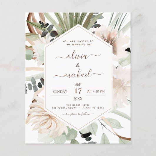 Budget Foto Pampas Grass Boho Wedding Flyer (Voorkant)