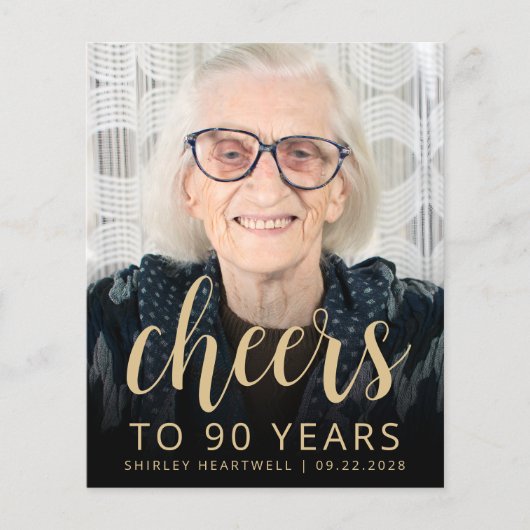 Budget Foto Proost 90ste verjaardag Uitnodiging (Voorkant)